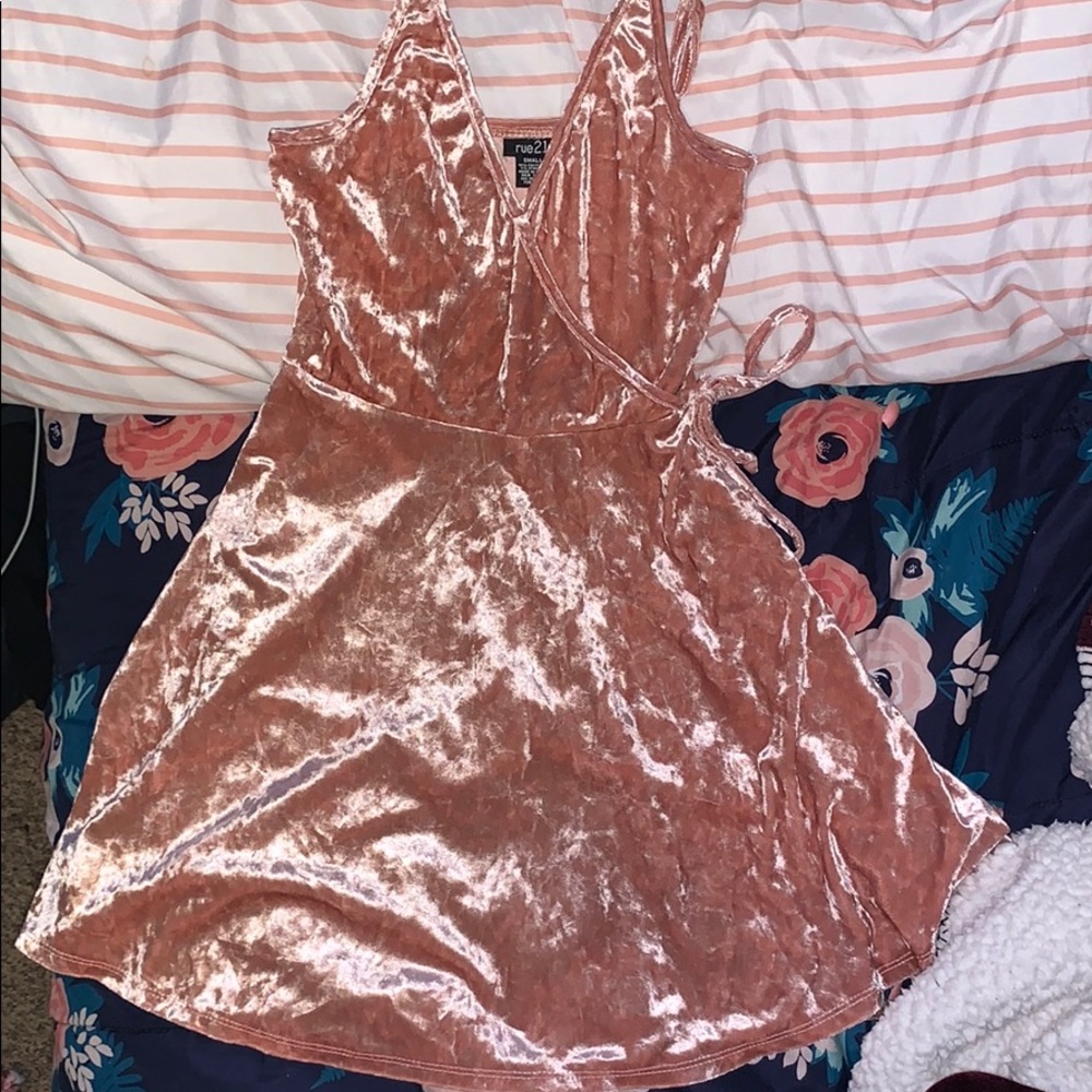 Pink velvet dress